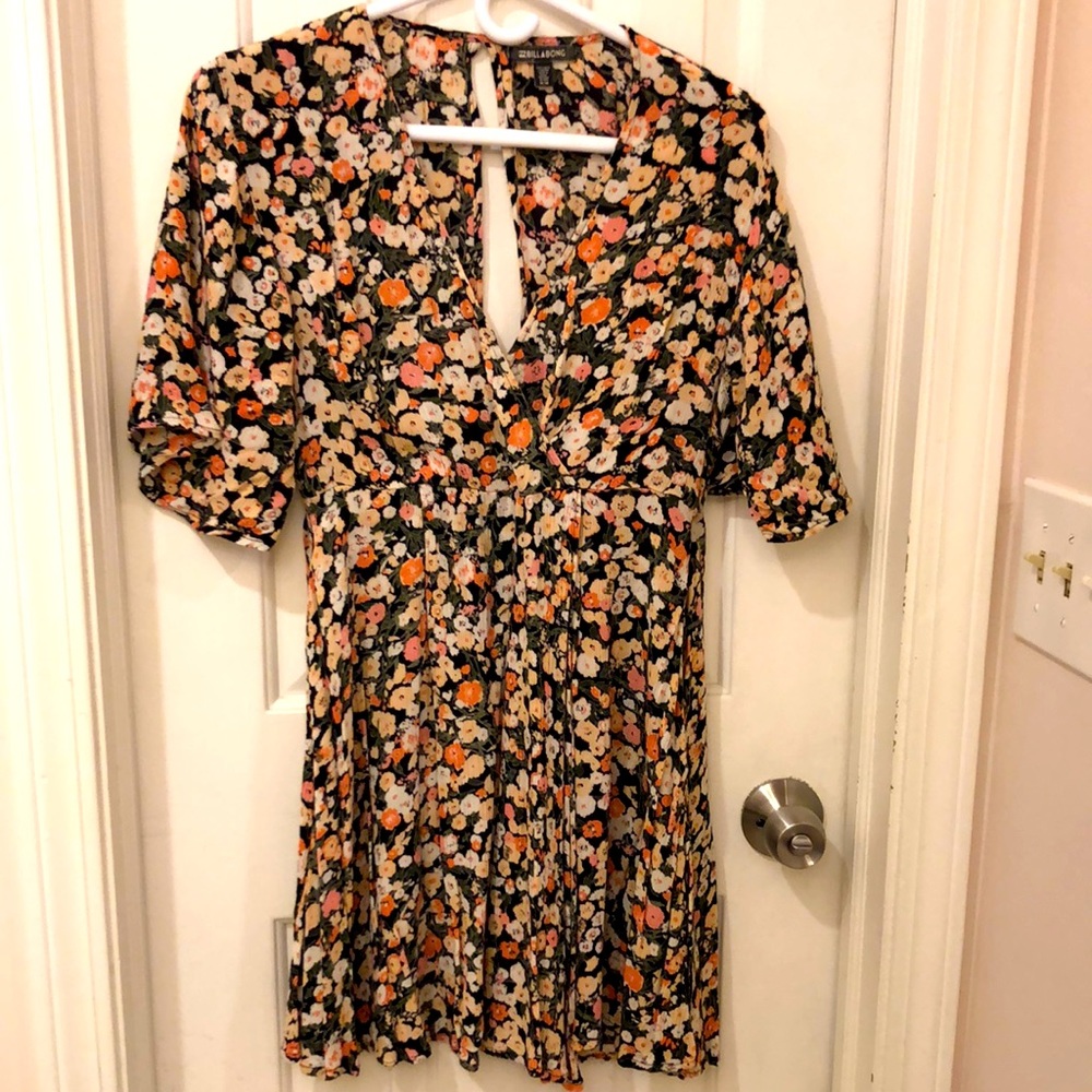 Billabong Black Floral Kimono Dress